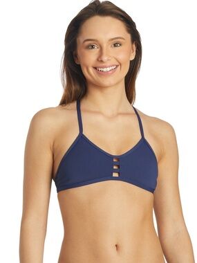 Jolyn Tomcat Solid Bikini Top S Navy Blue